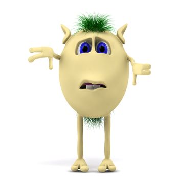 3d character puppet showing thumbs down on white