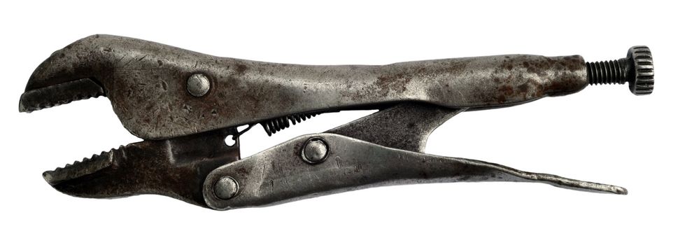 Isolated on white tool: the pliers-spanner made in the USA in 1942 years. Are actively used by Alexcoolok to this day :)