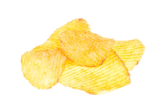 potato chips, photo on the white background 