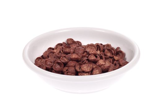 bowl from chocolate corn flakes, photo on the white 