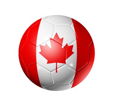 3D soccer ball with Canada team flag. isolated on white with clipping path
