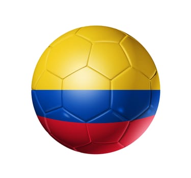 3D soccer ball with Colombia team flag. isolated on white with clipping path