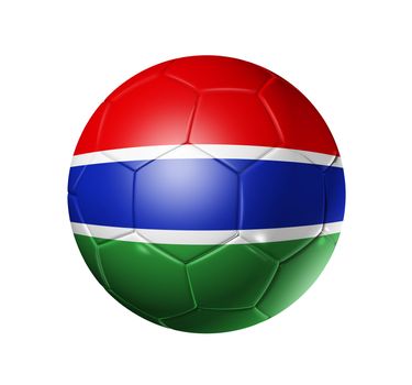 3D soccer ball with Gambia team flag. isolated on white with clipping path