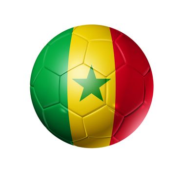 3D soccer ball with Senegal team flag. isolated on white with clipping path