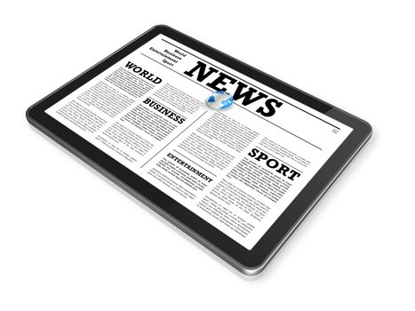 News on a digital tablet pc computer - isolated on white with 2 clipping path : one for global scene and one for the screen