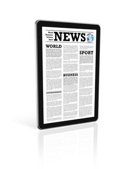 News on a digital tablet pc computer - isolated on white with 2 clipping path : one for global scene and one for the screen