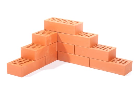 red bricks, photo on the white background 