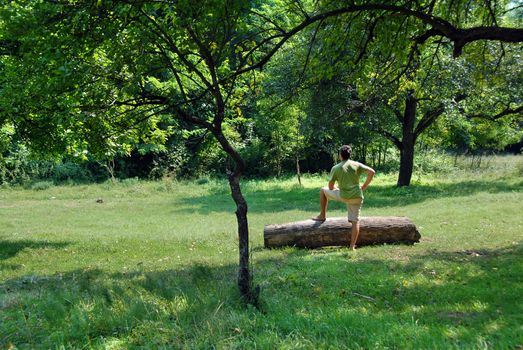 man over green natural rural landscape outdoors