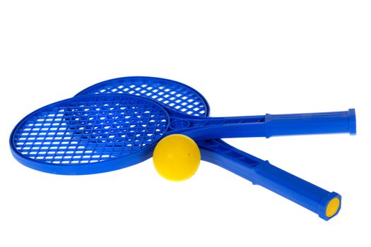 ball and racquet. photo on the white background