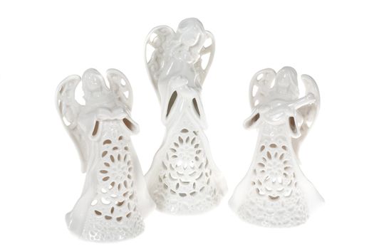 ceramic angels photo on the white background