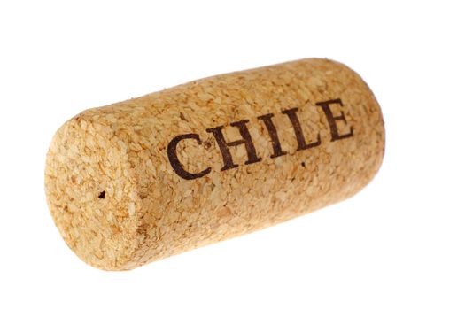 Cork from the Chilean wine photo on the white background