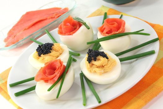 hard-boiled eggs with various delicious fillings