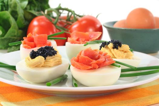 hard-boiled eggs with various delicious fillings