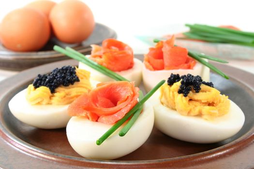 hard boiled eggs with various delicious fillings