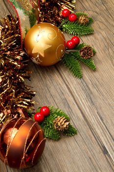 christmas decoration on wooden table