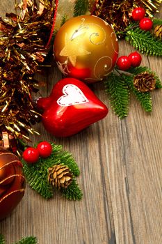 christmas decoration on wooden table