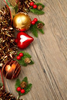 christmas decoration on wooden table