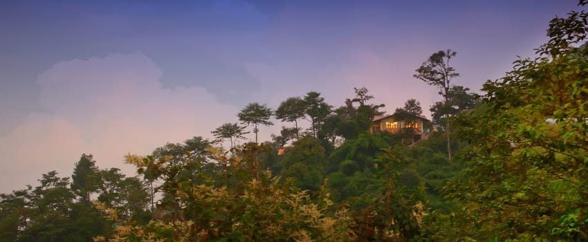 Cottage on a hill, Mountain landscape of Rishop, Darjeeling