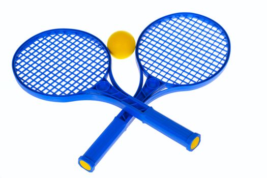 ball and racquet. photo on the white background