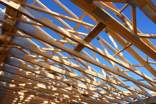 wood roof at a building site...........