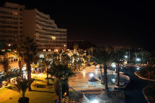 Hotel pool at night