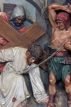 3rd Stations of the Cross, Jesus falls the first time