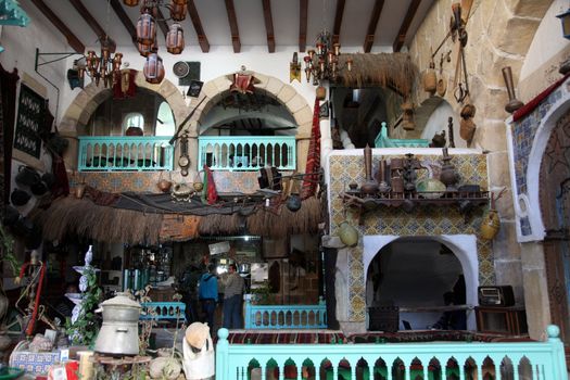 Interior of arabic coffee bar, Sousse, Tunisia