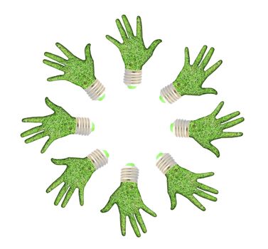 lightbulb - hand with grass. Concept - eco energy