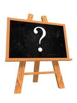 3d isolated blackboard with easel with questions sign
