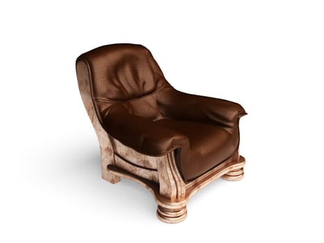 isolated classic leather chair made in 3d