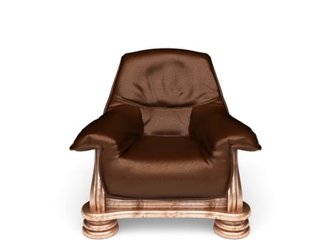 isolated classic leather chair made in 3d