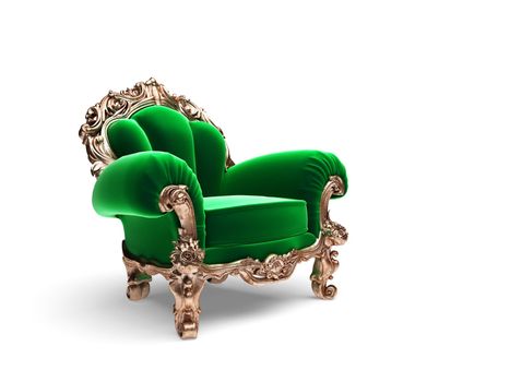 isolated classic golden chair made in 3D