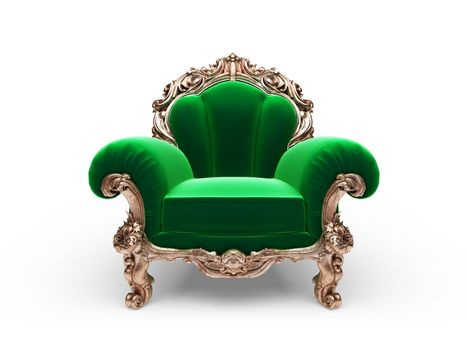 isolated classic golden chair made in 3D