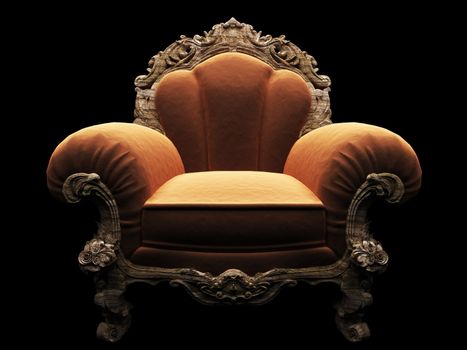 classic chair in the dark made in 3D