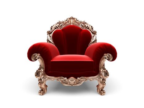 isolated classic golden chair made in 3D