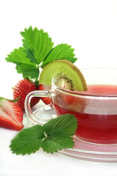 Strawberry Kiwi tea with fresh strawberries and kiwis
