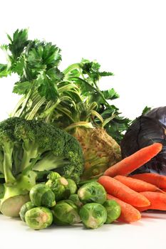 fresh winter vegetables on a white background