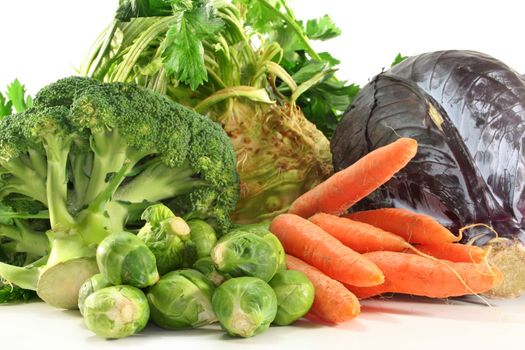 fresh winter vegetables on a white background