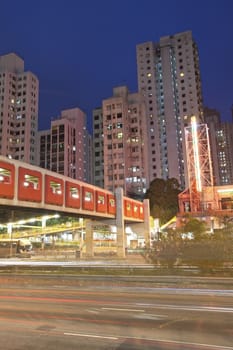 Traffic in Hong Kong at night