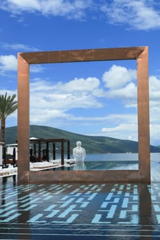 artwork in an infinity pool at Porto Montenegro