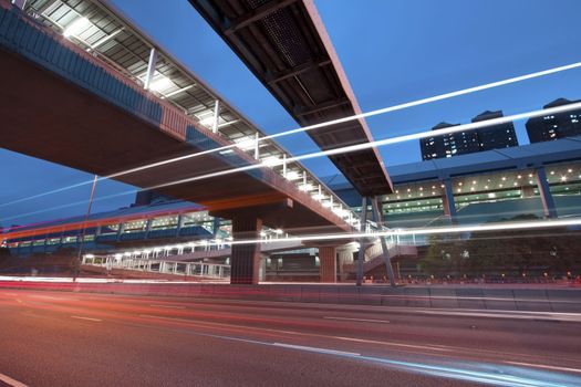 Traffic in city at night