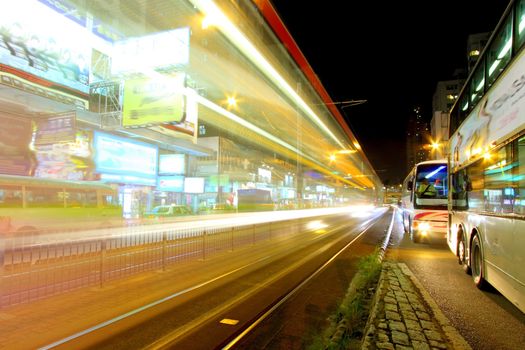 Traffic in city at night