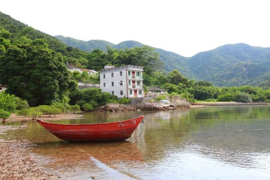 Isolated boat along the coast