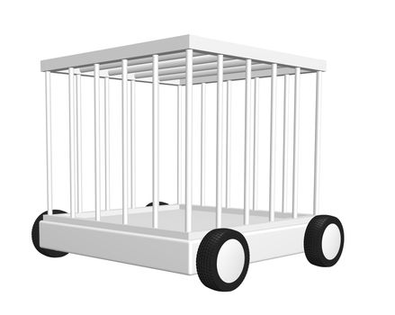 cage on wheels - 3d illustration