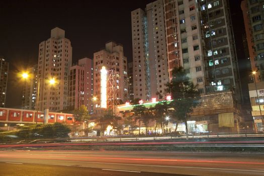 Hong Kong downtown at night