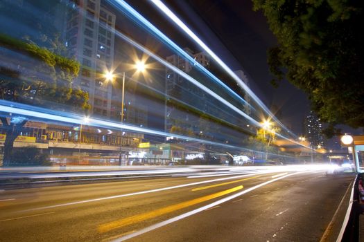 Traffic in Hong Kong at night