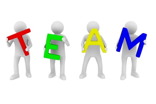 Conceptual image of teamwork. Isolated 3D on white