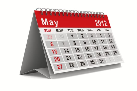 2012 year calendar. May. Isolated 3D image