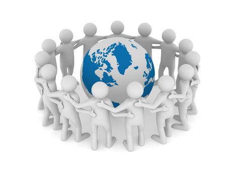 Conceptual image of teamwork. Isolated 3D on white