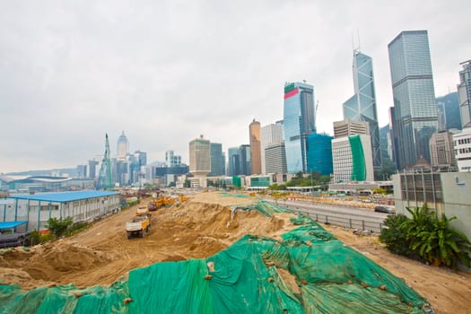 Construction site for new highway in Hong Kong